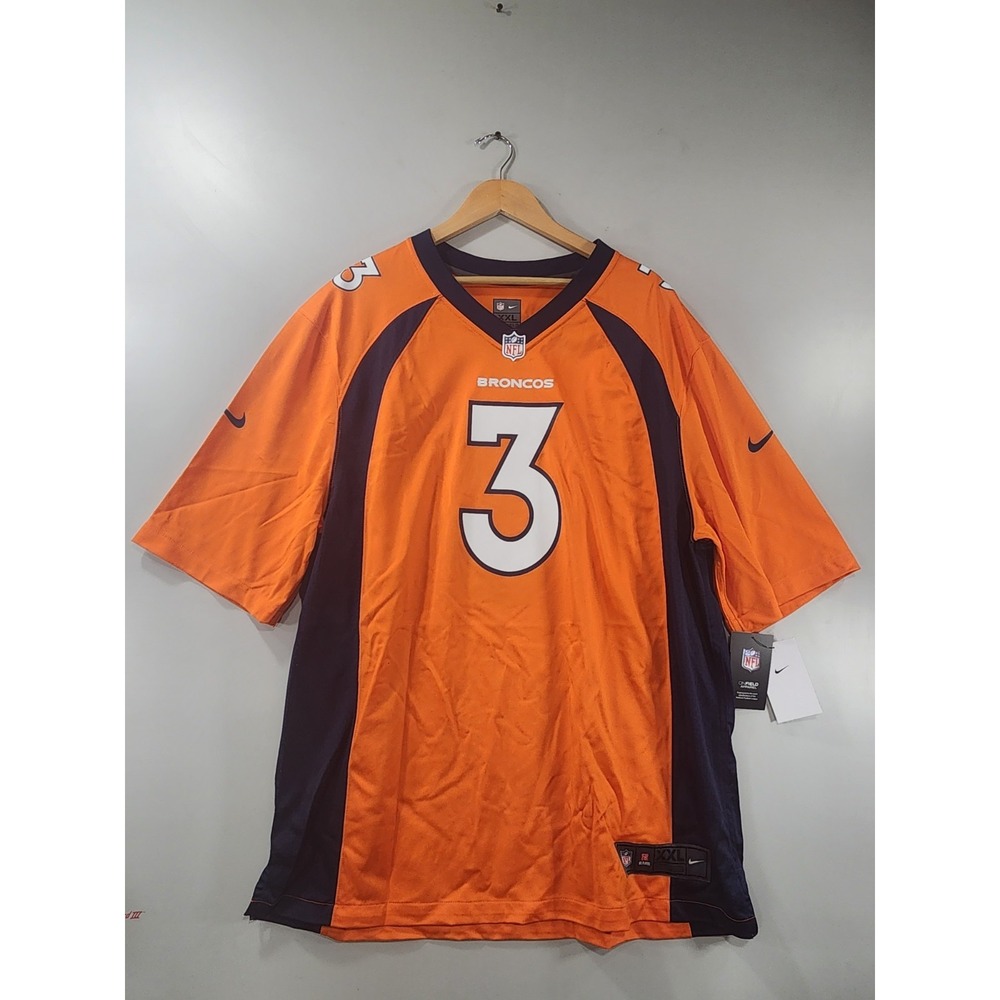 NEW! Russell Wilson #3 Denver Broncos On-Field Game NFL NIKE Jersey Orange XXL